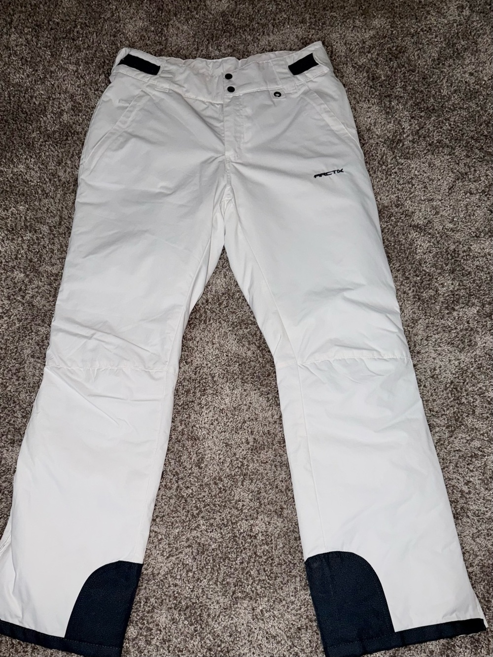 Arctix Women’s Large Tall White Insulated Snow Ski Pants 33” Inseam Black Trim